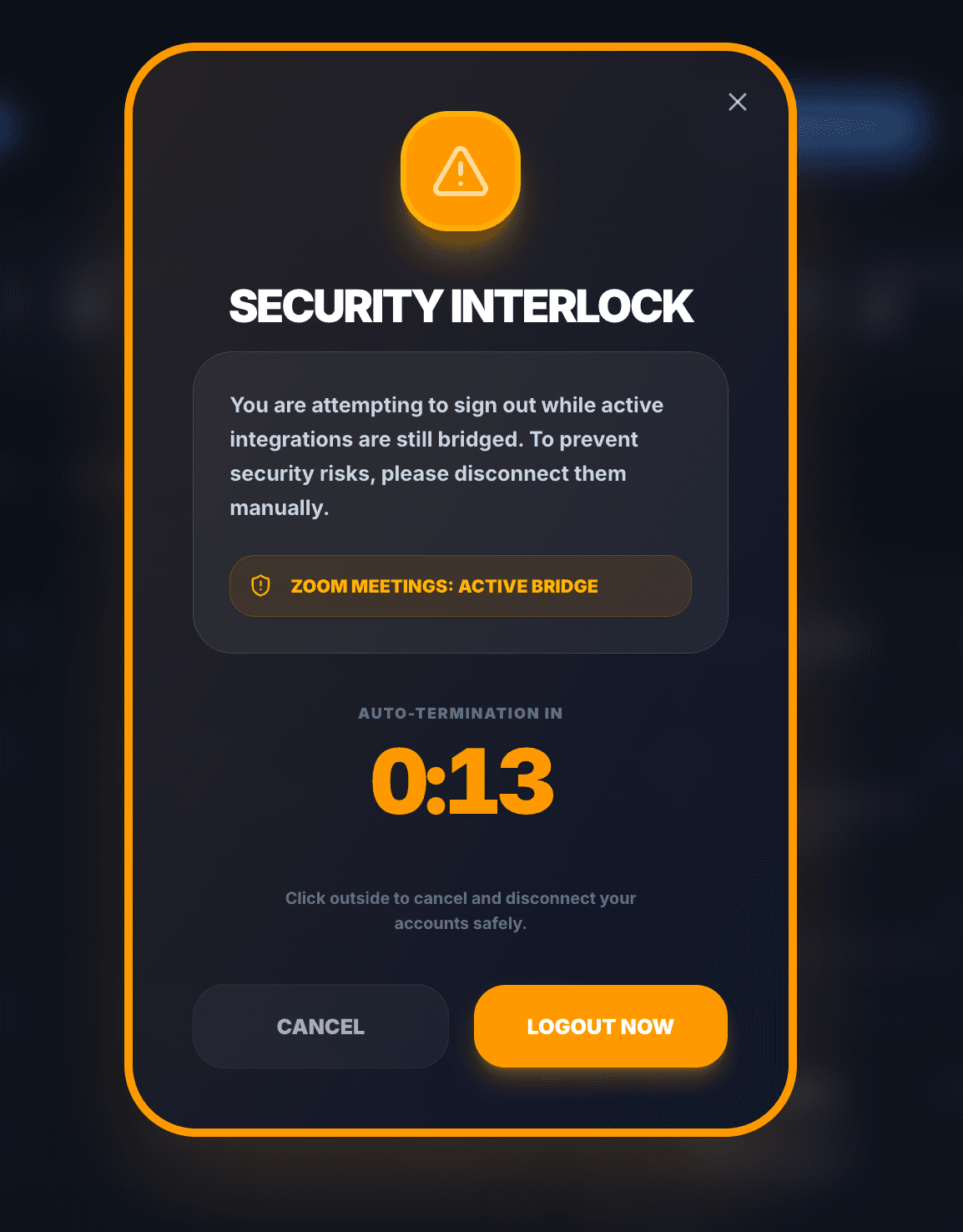 Orange Security Interlock UI